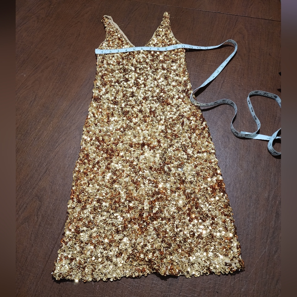 Gold Sequin Sleeveless Dress - Picture 4 of 7